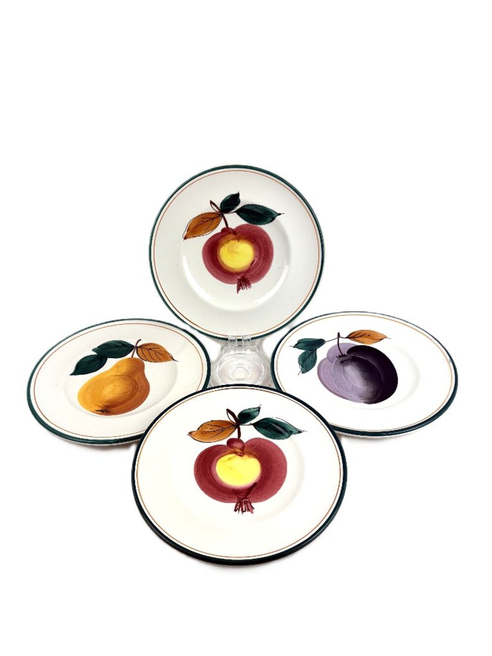4 Vintage Pizzato Italian Hand Made Ceramic Plates, 1990s Crate and Barrell